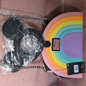 😺LOUNGEFLY Mickey Mouse 🌈 Rainbow Crossbody Bagg great find!